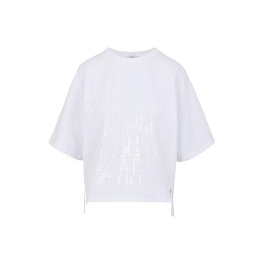 페세리코 스팽글 화이트 티셔츠 WHITE T-SHIRT WITH SEQUINS